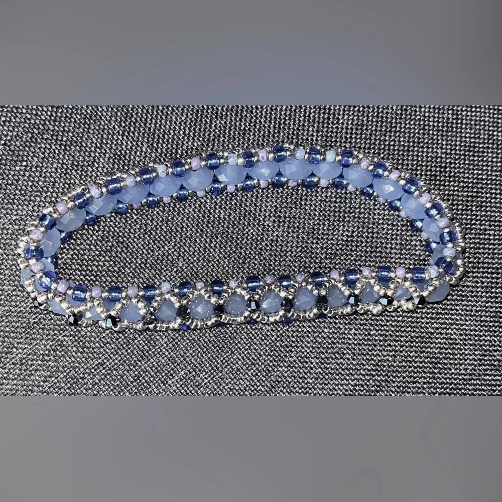 Handmade Looking Glass Bracelet in Shades of Blue